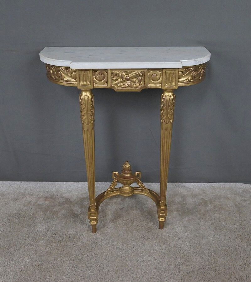 Petite console en marbre et bois doré, style Louis XVI – début XXe