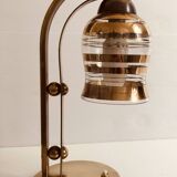 Lampe à poser style bauhaus années 40-50 en laiton avec tulipe en verre doré