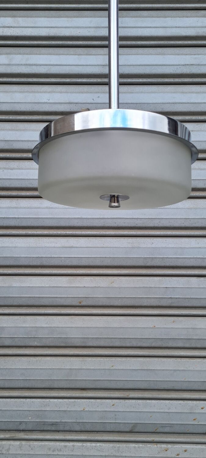 Czechoslovakian frosted glass pendant light