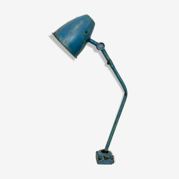 Lampe de table industrielle bleue, années 1960