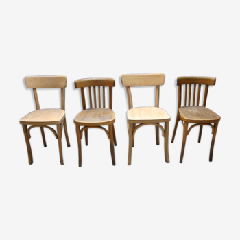 Lot of four old mismatched bistro chairs