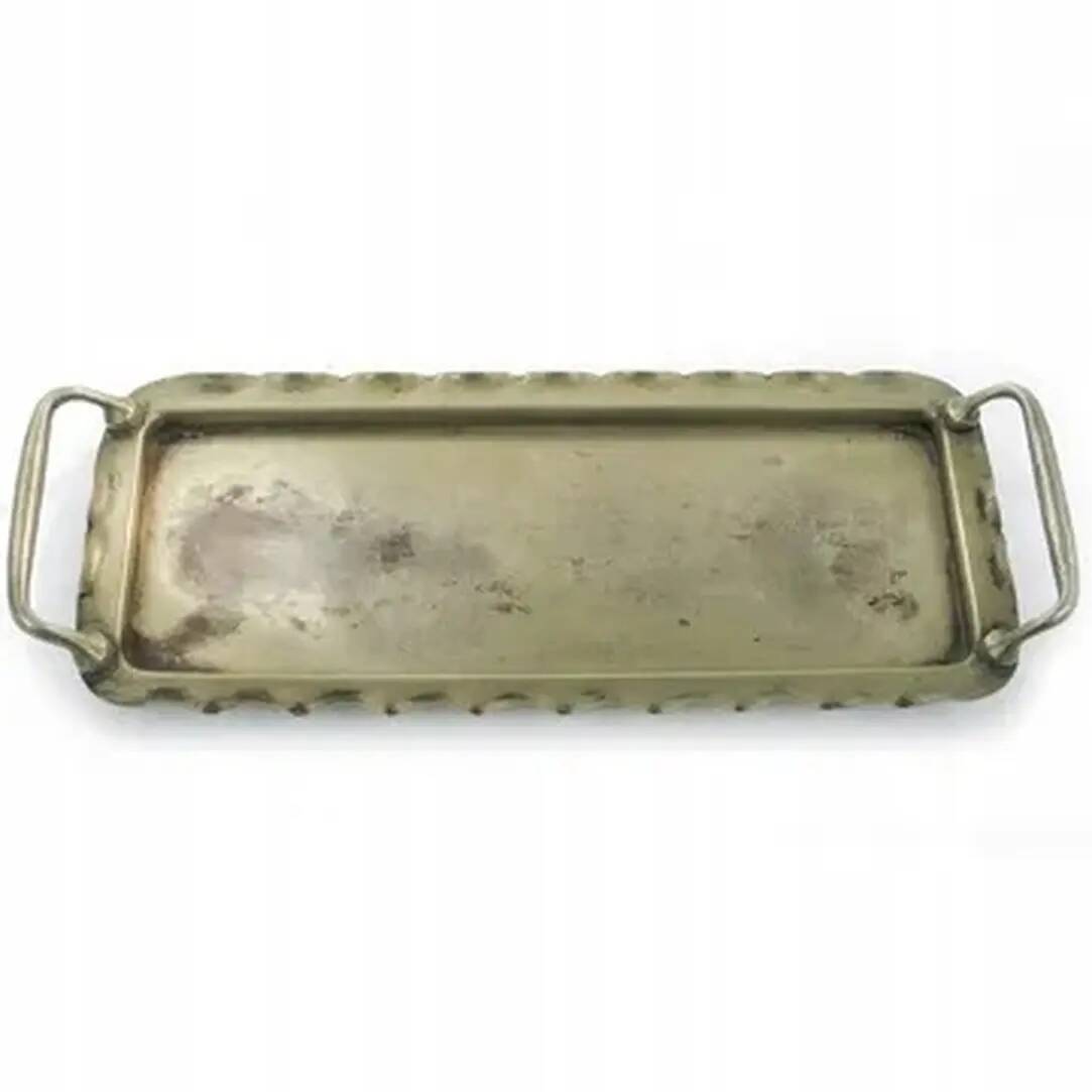 Tray, Art Nouveau, silver-plated brass, white porcelain, Austria, early 20th century