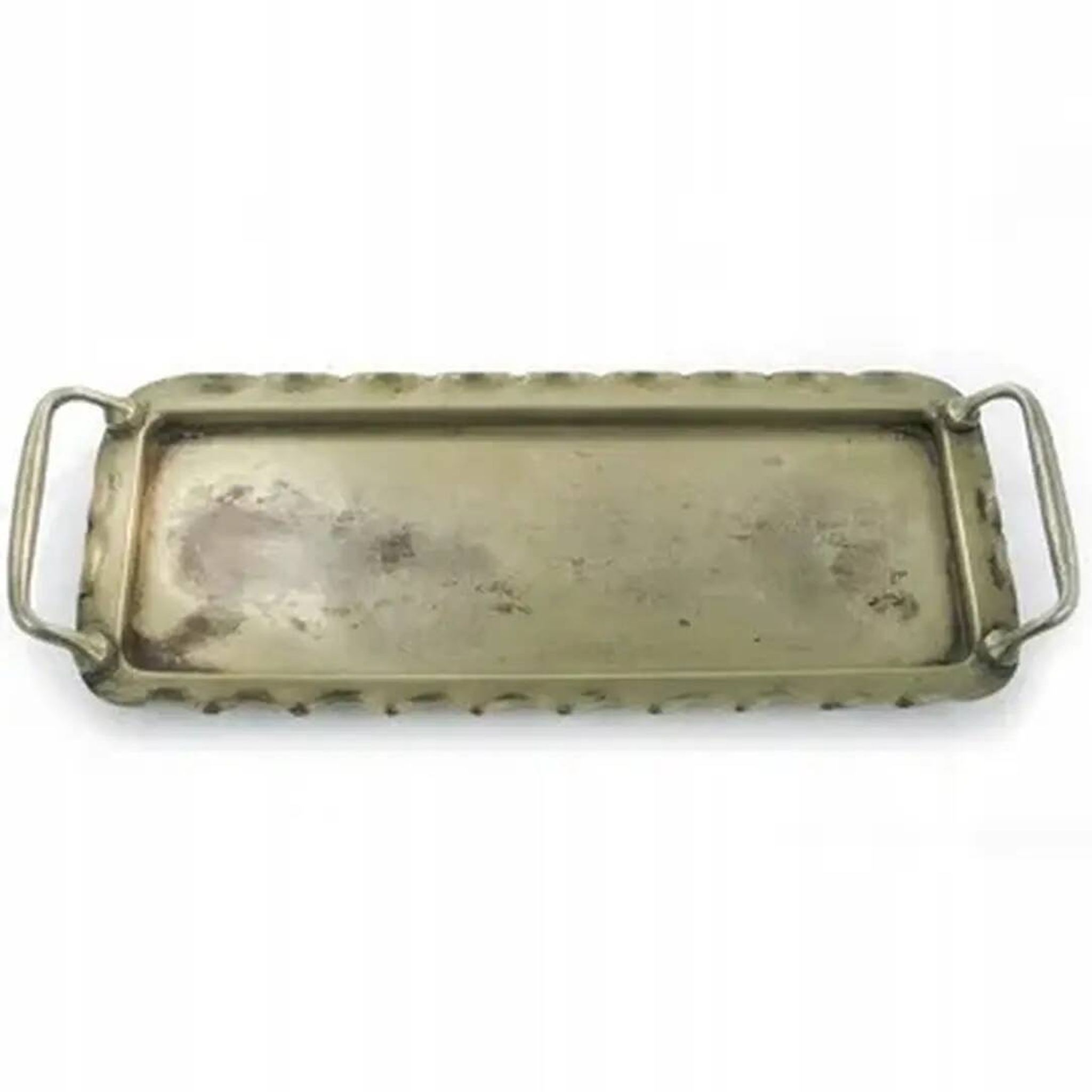 Tray, Art Nouveau, silver-plated brass, white porcelain, Austria, early 20th century