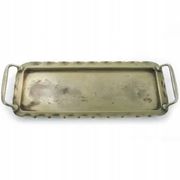 Tray, Art Nouveau, silver-plated brass, white porcelain, Austria, early 20th century