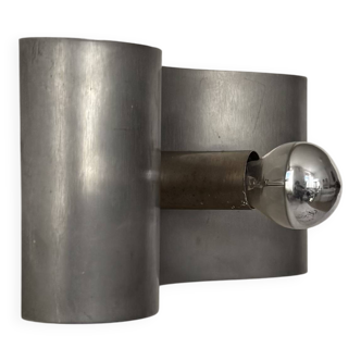Vintage wall light, brushed metal, France, 1970