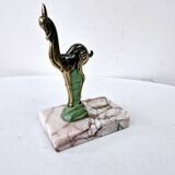 Art deco doe bookends in regulates and marble
