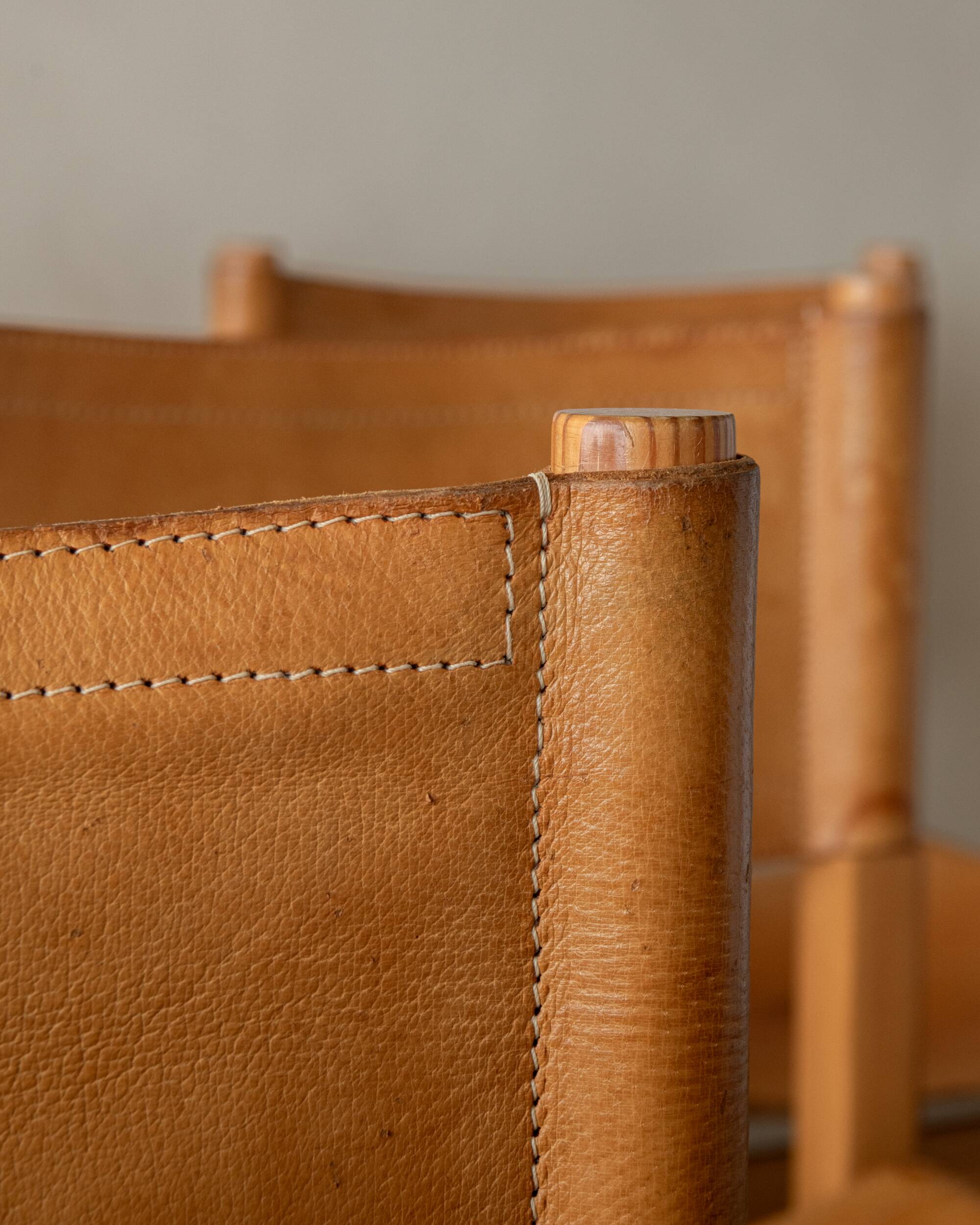 Vintage Kotka Dining Chairs Tomas Jelinek IKEA, Pine Leather 1980s Set of 6