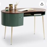 Bureau vintage en acajou et vert