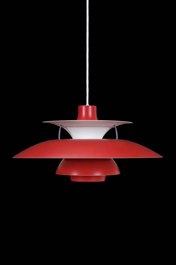 Louis Poulsen / Poul Henningsen “PH 5” pendant lamp / red / mid-century / Danish modern design / PH5