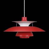 Louis Poulsen / Poul Henningsen “PH 5” pendant lamp / red / mid-century / Danish modern design / PH5