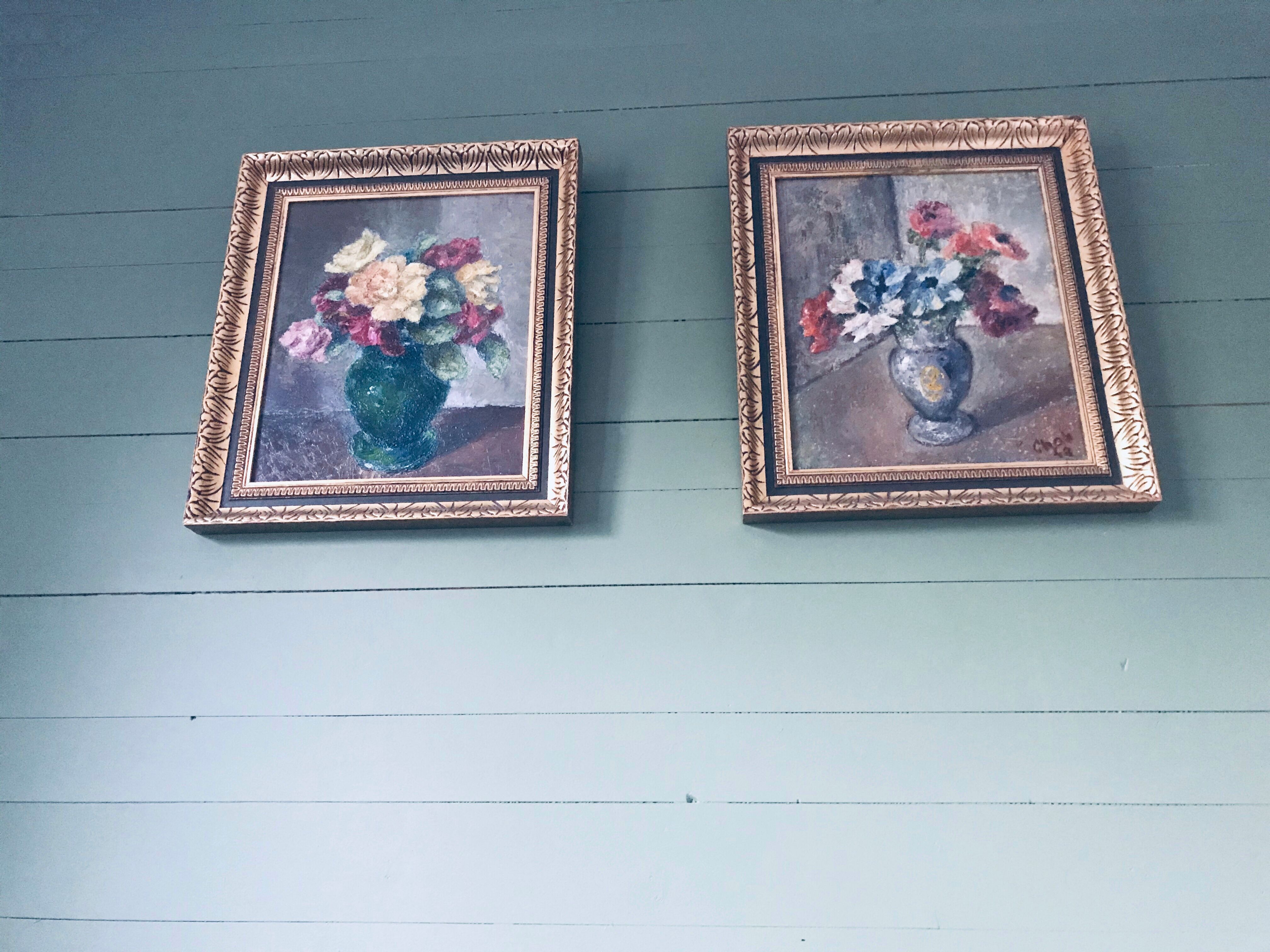 Old painting signed bouquet