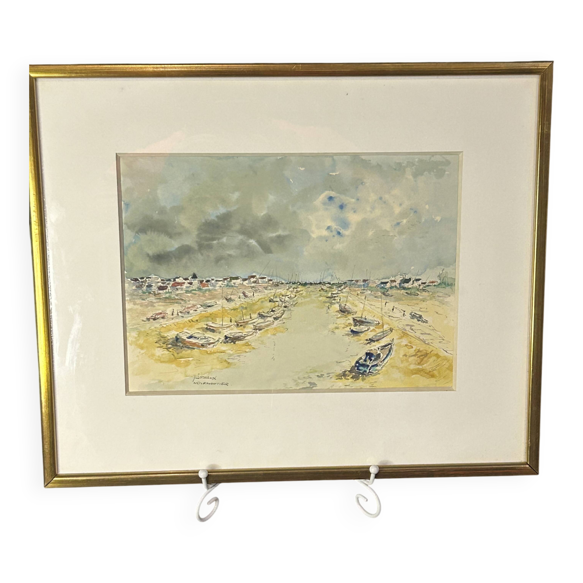 20th century Impressionist school - Vassaux - Marine watercolor - Noirmoutier