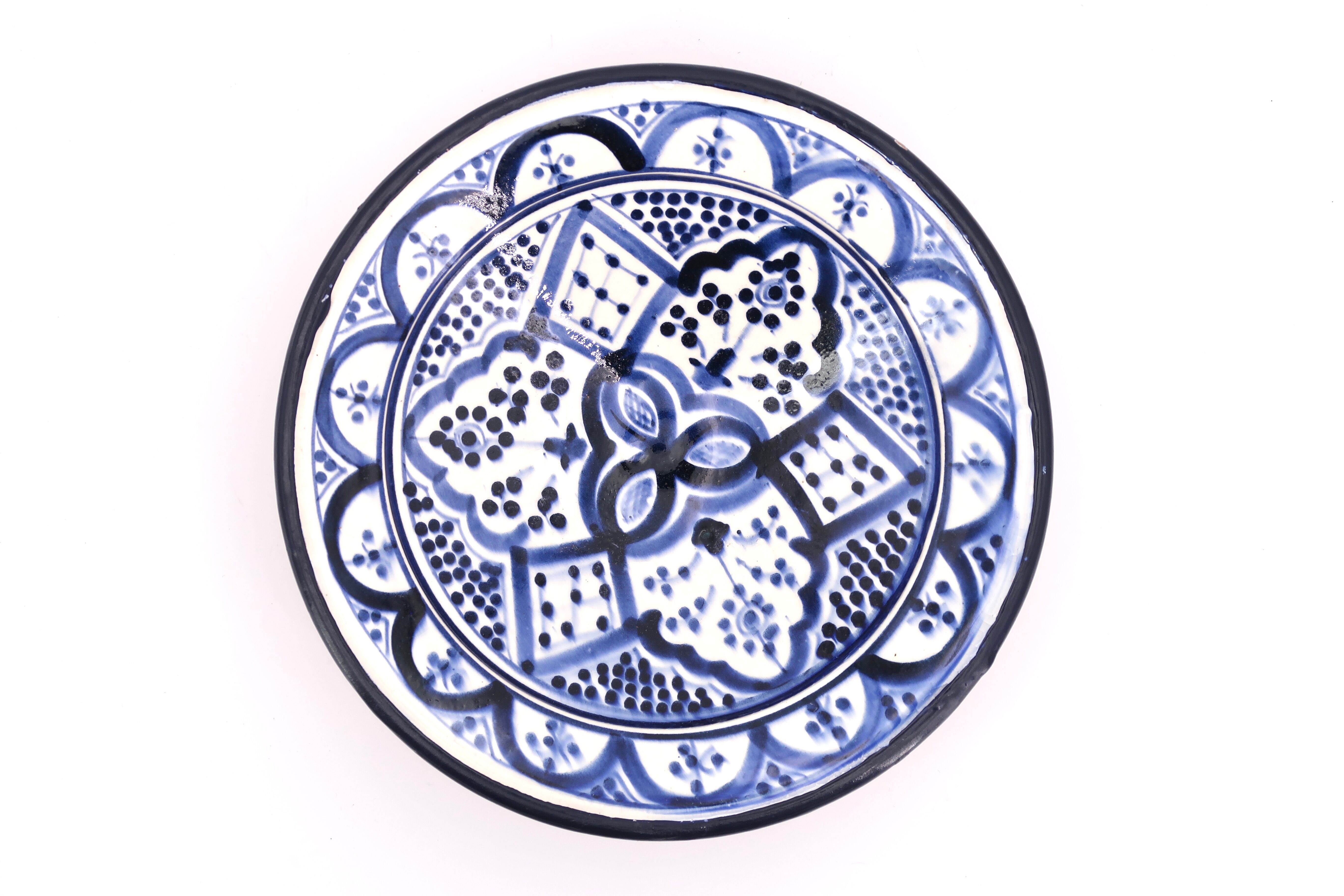 Creaking wall plate Moroccan blue ceramic