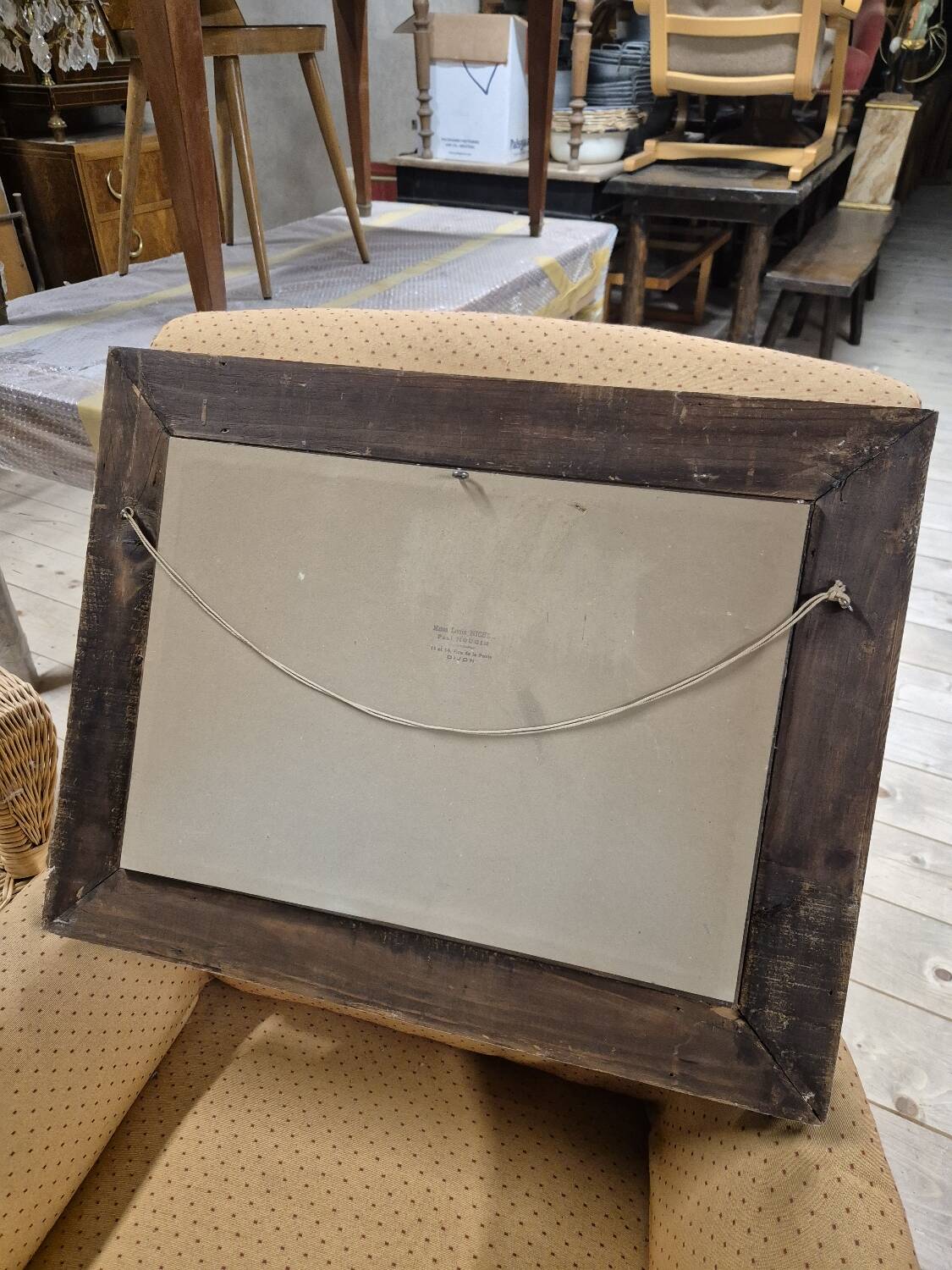 Watercolor landscape painting signed Robert Rutz original Montparnasse frame