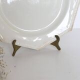 Creil and Montereau plates, 19th century, Perle model, ivory / set of 2