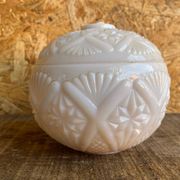 Vintage White Opaline Ball Box #C894