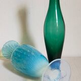 Duo of vintage blown glass soliflores vases