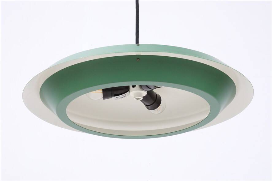 Rare big Lyfa Space Age pendant lamp / Mid-century Danish modern design / 1960s / 1970s / green