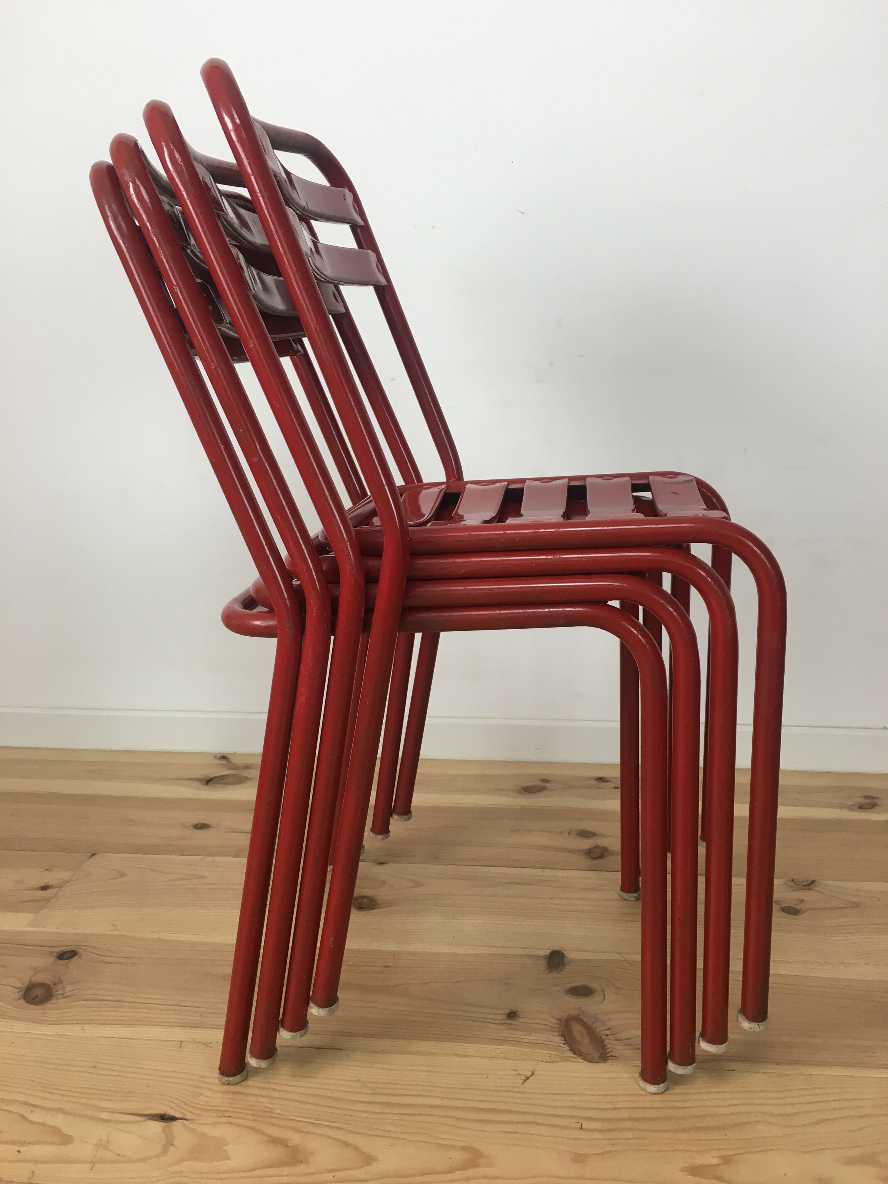 Set of 4 chairs bistro Tolix T2 industrial steel