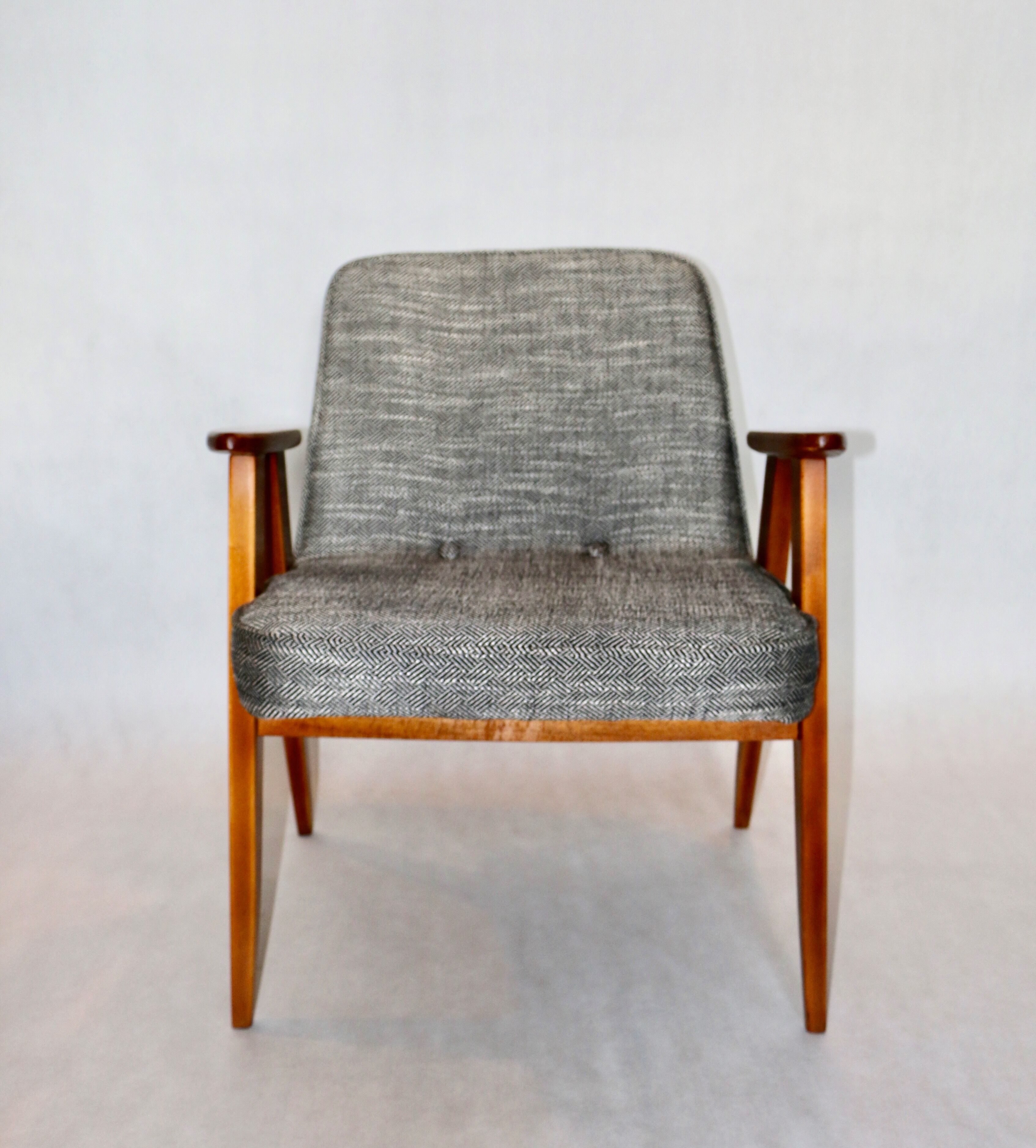 Vintage 366 Black & White Easy Chair by Józef Chierowski, 1970s