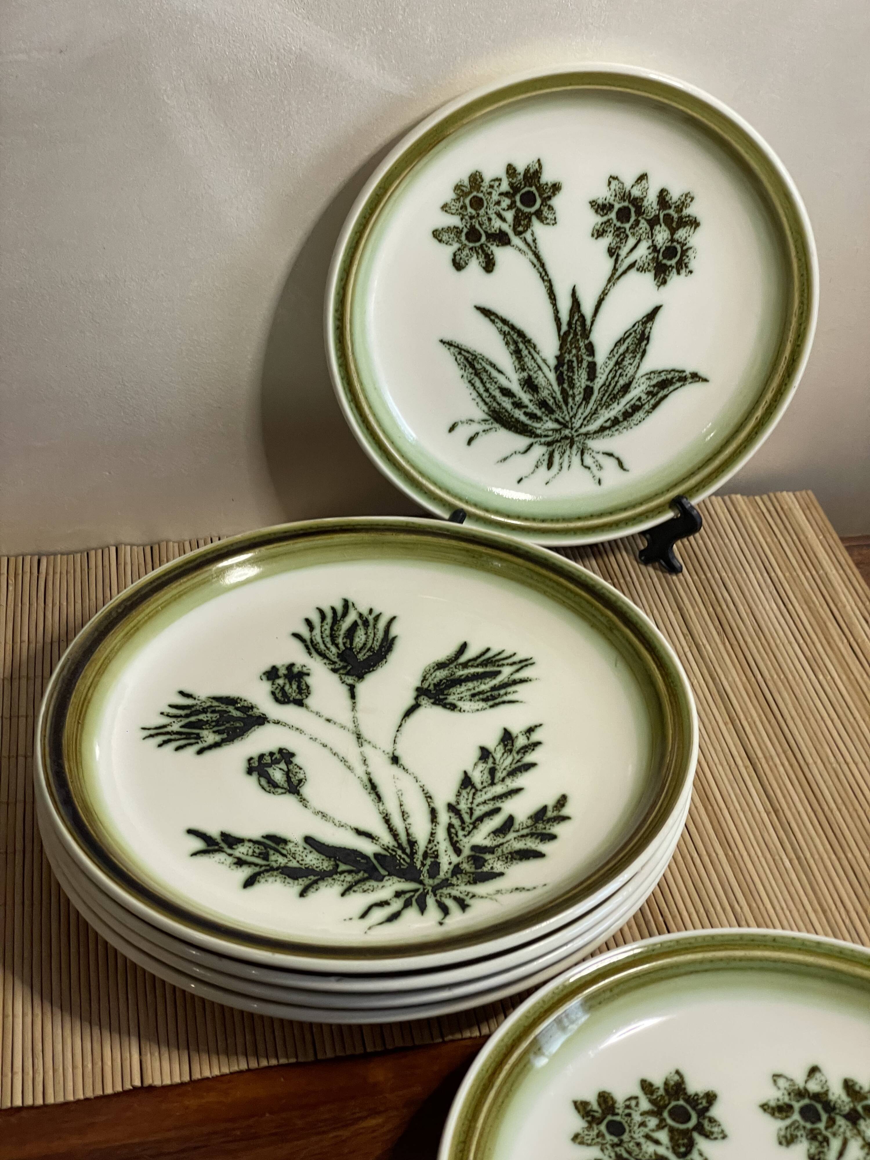 Plates and dish Gien herbarium décor