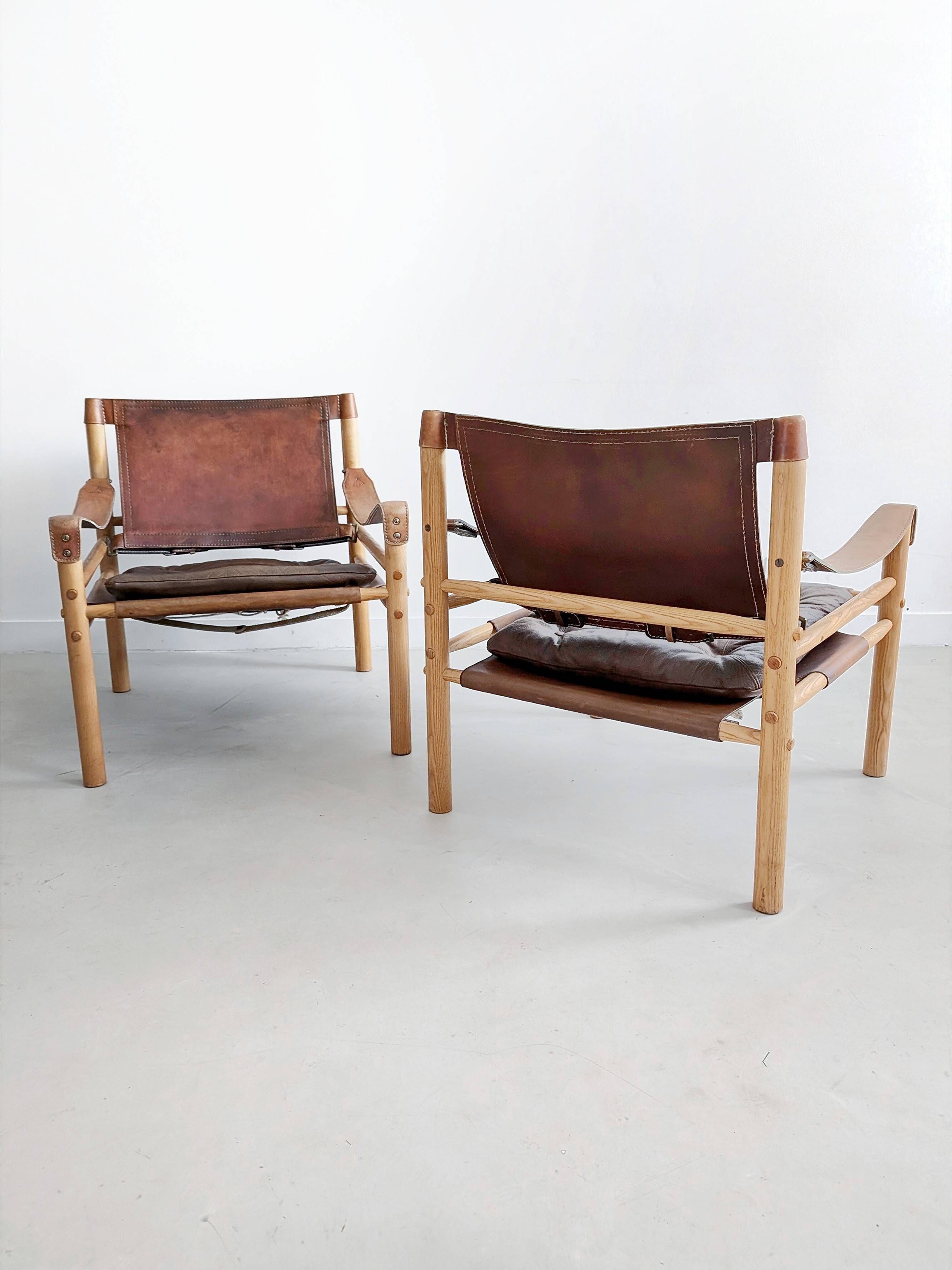 Set of 2 Safari 'Sirocco' chairs by Arne Norell 1960s