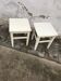 Pair of vintage 1940s white painted pine stools, rustic industrial style.