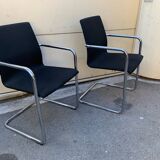 Pair of Inclass chrome base armchairs