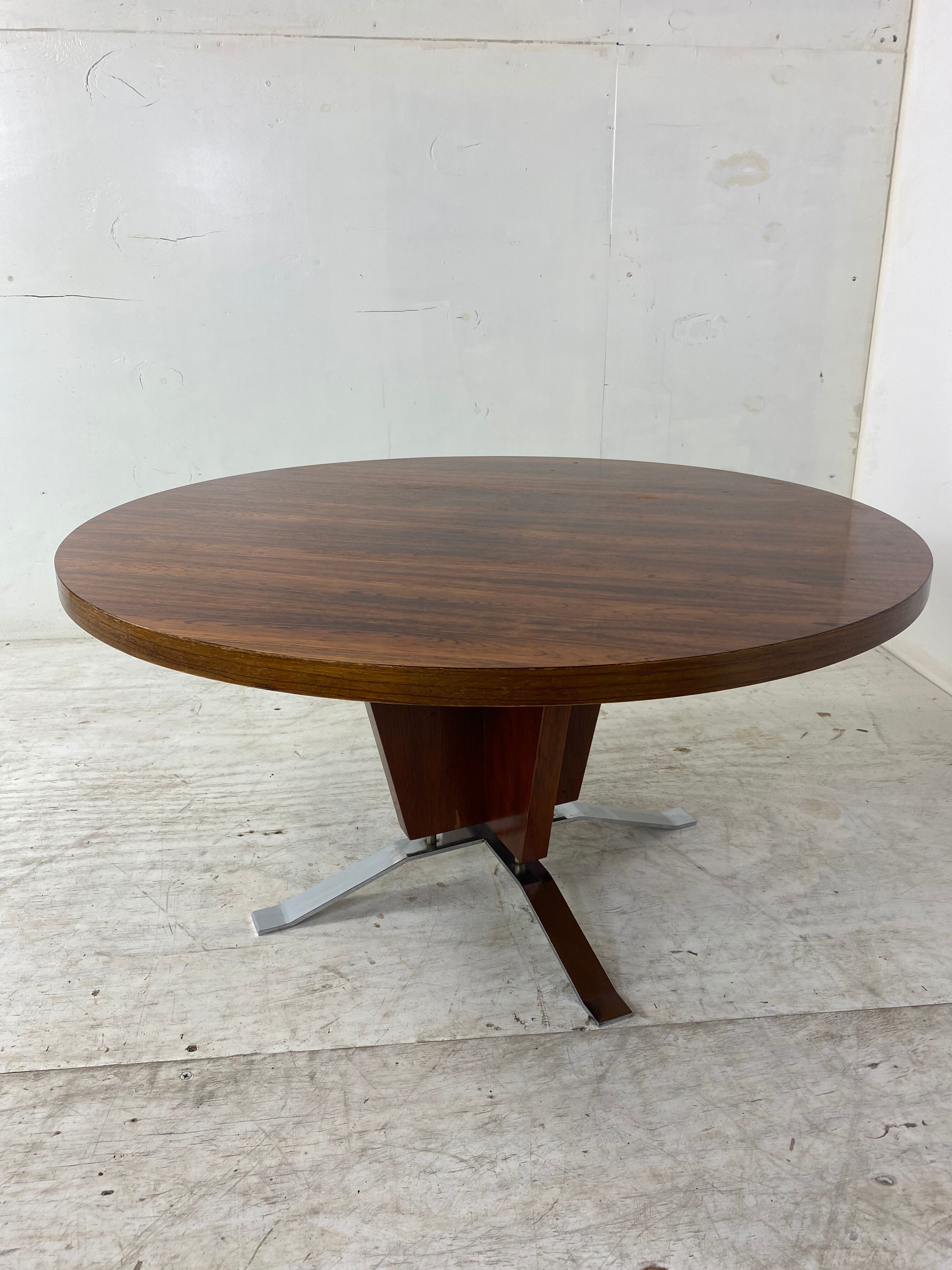 Table basse art déco moderniste en palissandre et acier chromé, années 1930