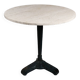 Vintage travertine bistro/dining table with metal base. (B)