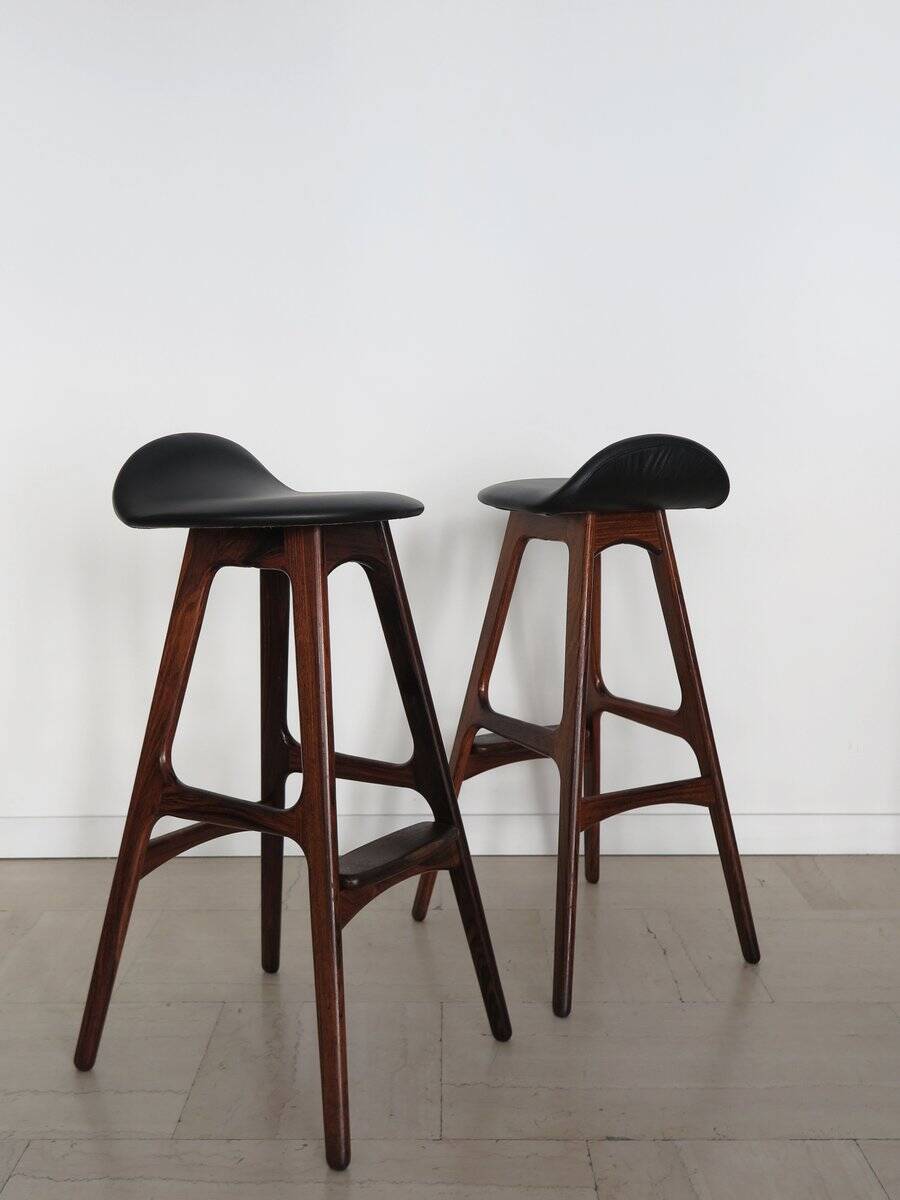 Scandinavian Bar Stools by Erik Buch, 1960s, Set of 2
