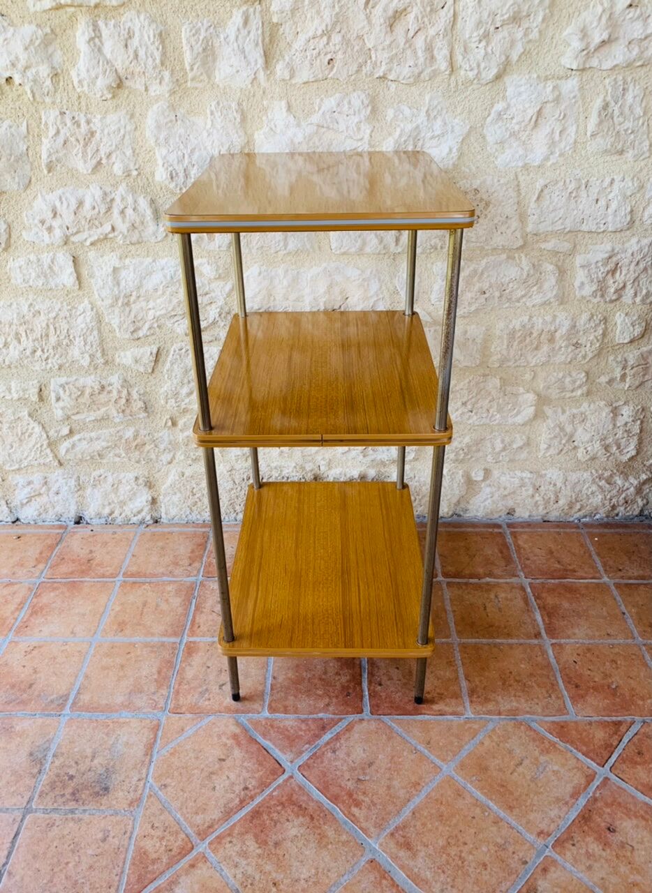 Side table with 3 vintage shelves 70s
