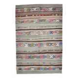 Grey & Brown Modern Mid Century Vintage Kilim Rug, 147x218 Cm