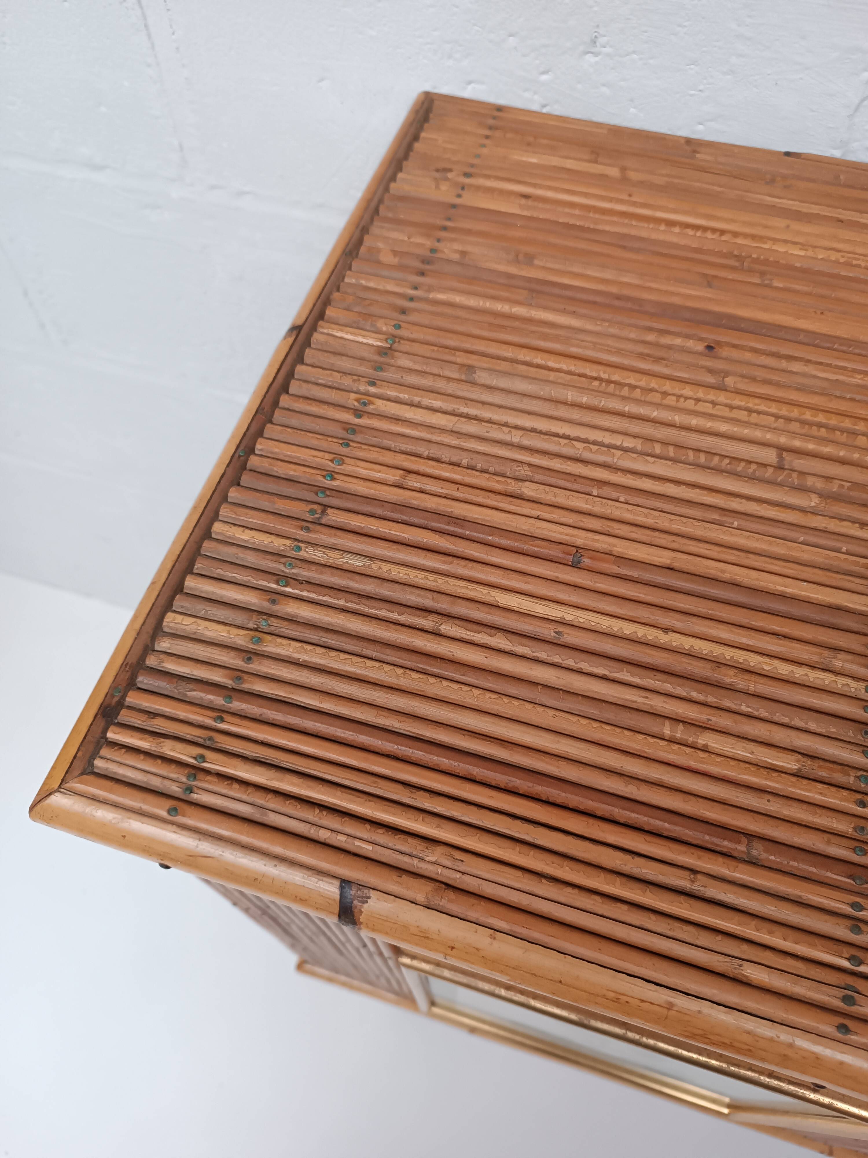 Buffet bambou refendu et rotin années 50/60