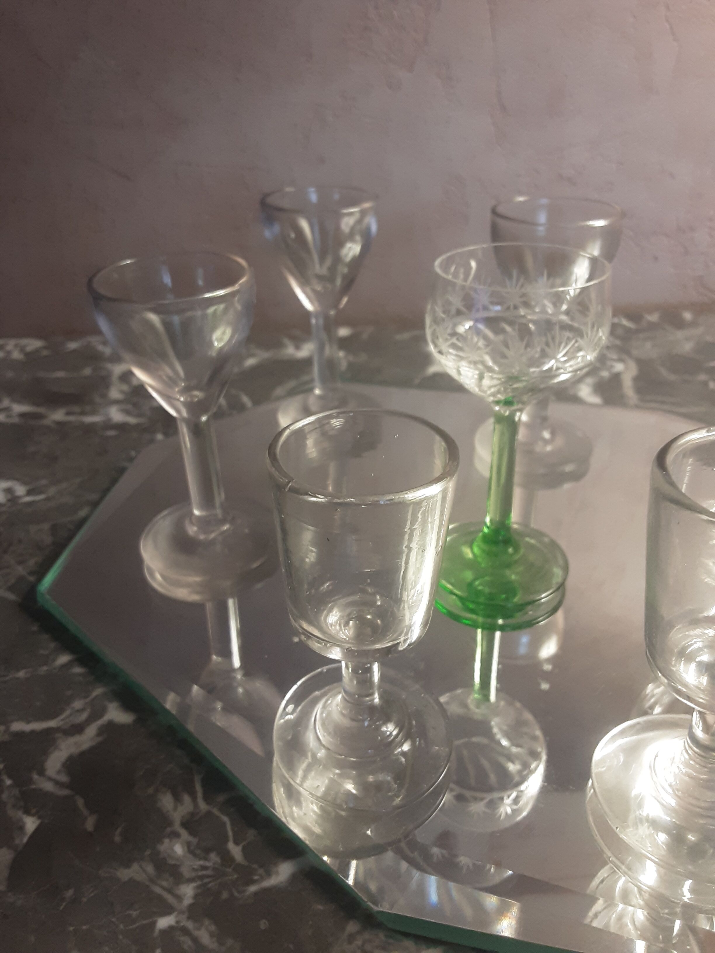 Lot old liquor glasses