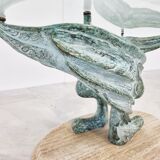 Travertine and bronzed coffee table, 1980s