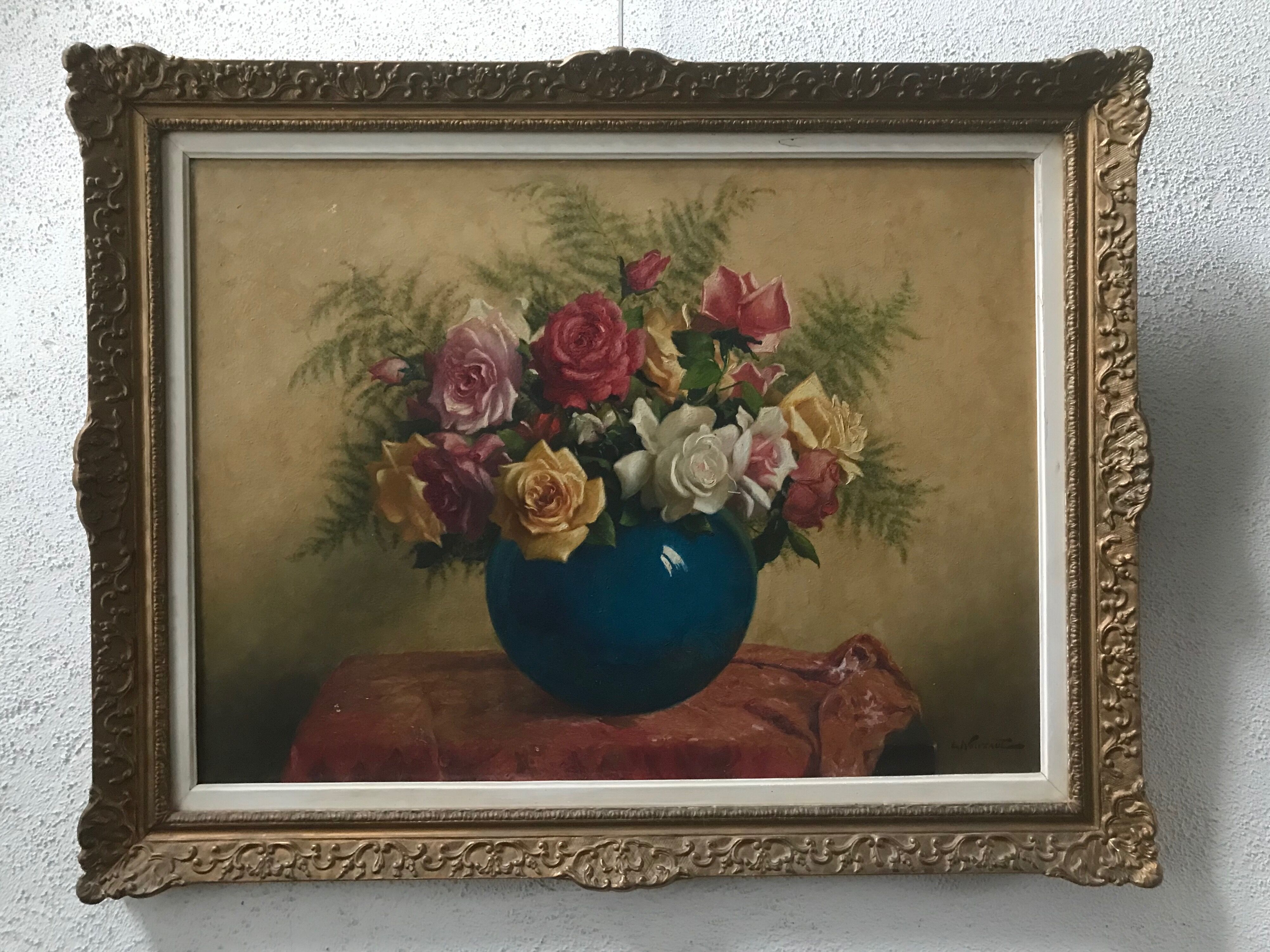 Bouquet of flowers signed L.Noireaut