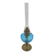 Lampe à huile en verre bleu et laiton