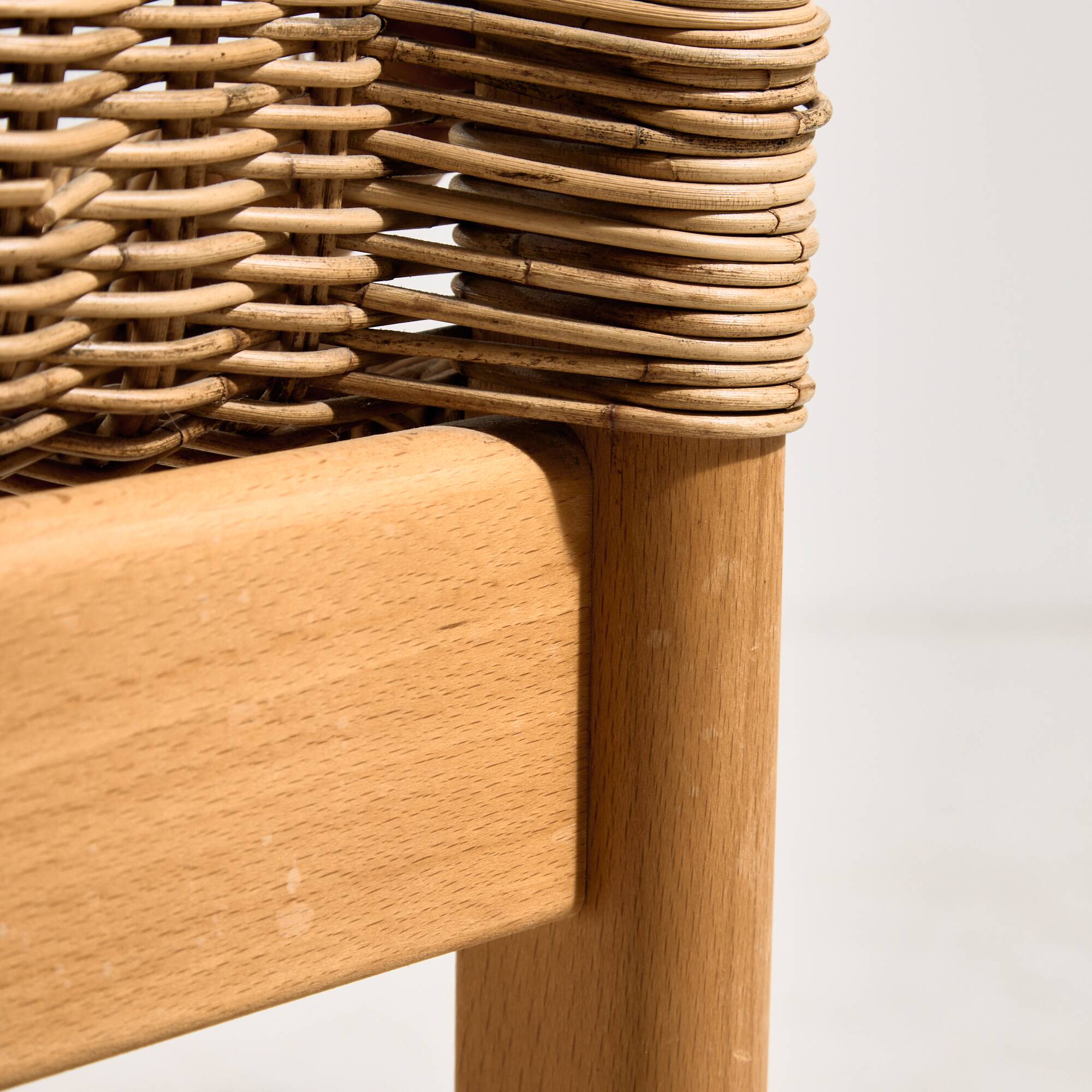Oak and rattan chair, set of 4