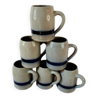 Six real sandstone mugs