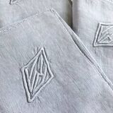 4 old monogram linen napkins