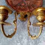 Pair of Napoleon 3 wall lights in copper and brass