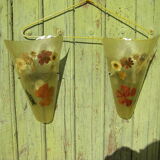 Pair of vintage resin sconces with vegetable inclusion