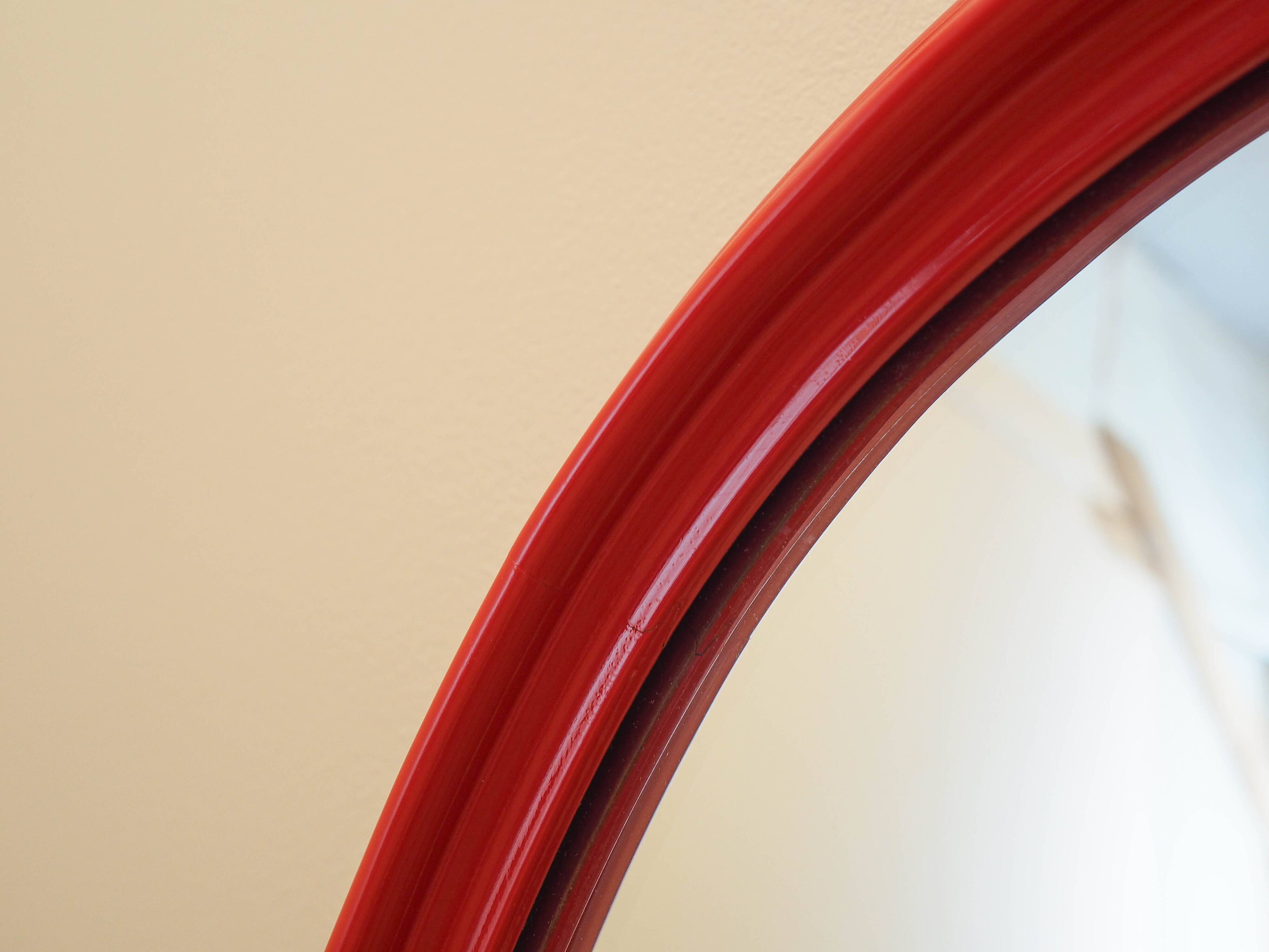 Mirror in a red frame, Danish design, 1970s, made in Denmark