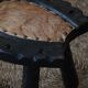 Swedish tripod stool in pine and cowhide, Wabi Sabi, 1950s