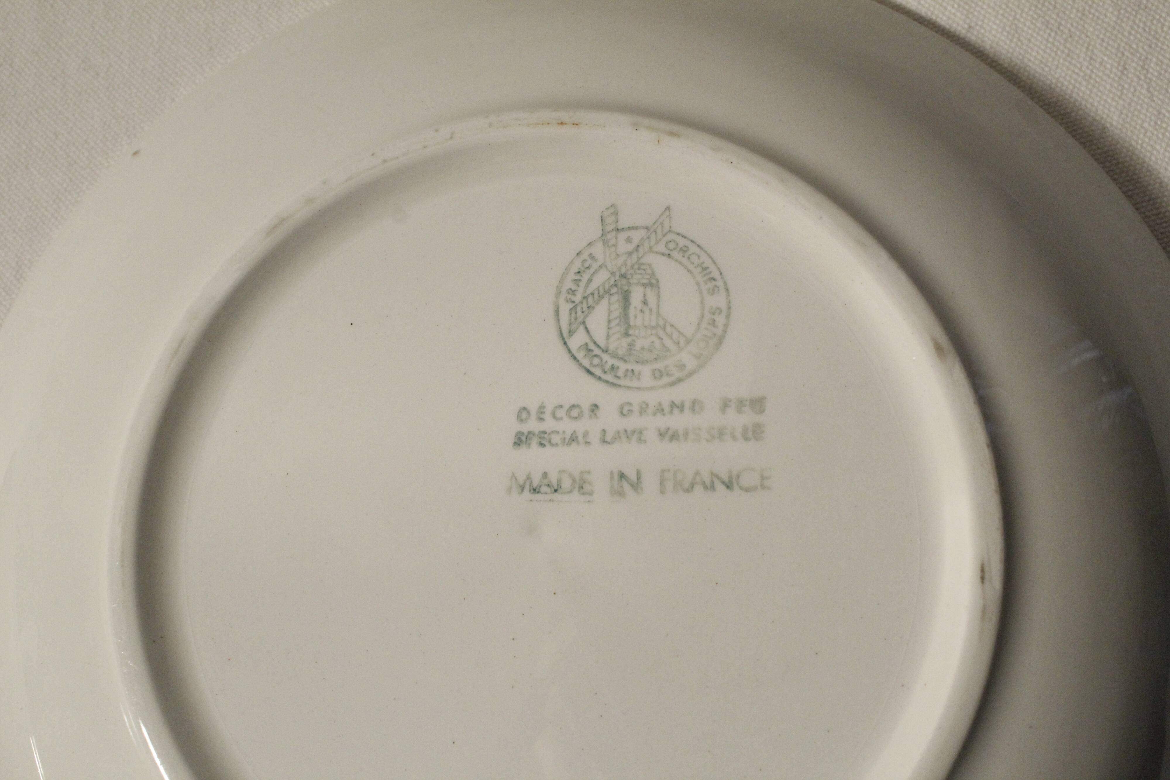 Set of 2 hollow plates Moulin des Loups - Ontario model - orange flowers