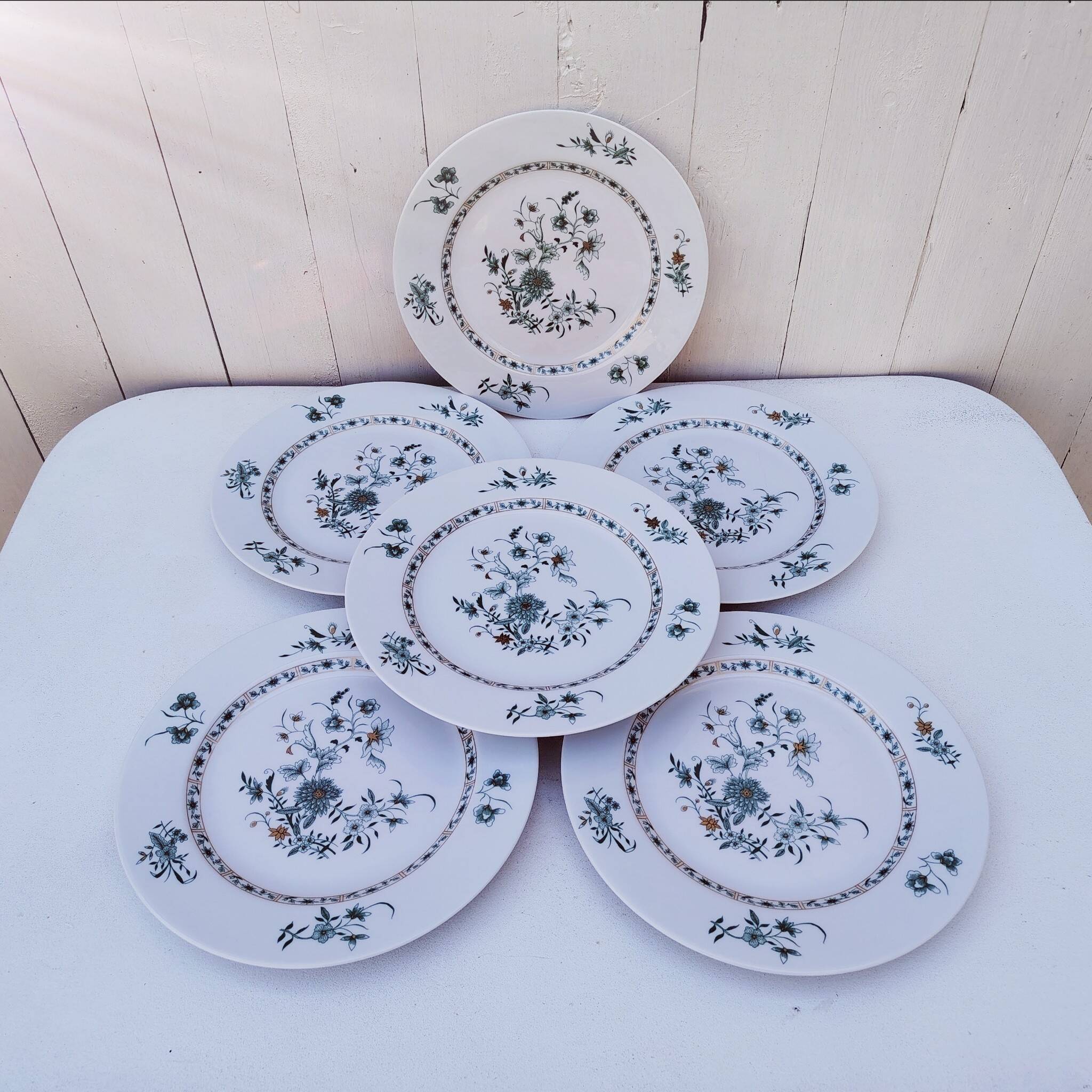6 flat plates, Limoges porcelain, Bernardaud, Beijing No. 2