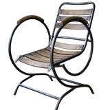 Industrial armchairs in metal and wood 1950s style