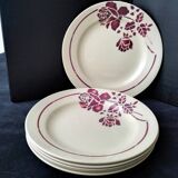 6 old earthenware dinner plates from saint amand