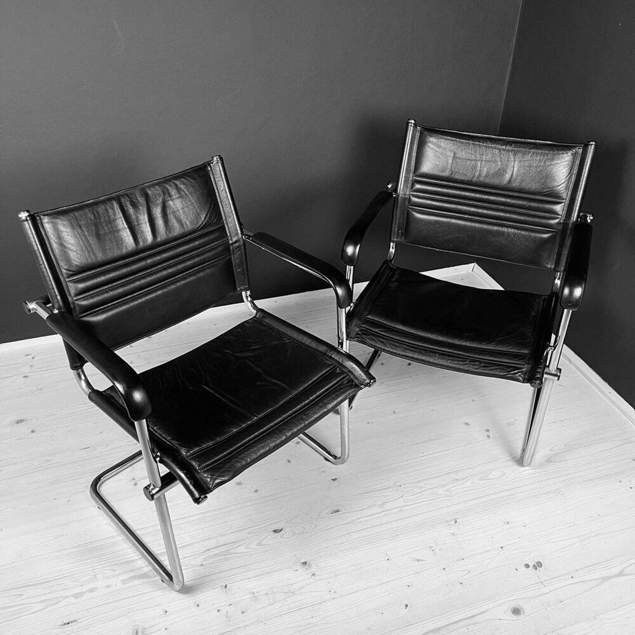 Mid-century Bauhaus style office chair set by Mart Stam for Stol Kamnik, 1980s.